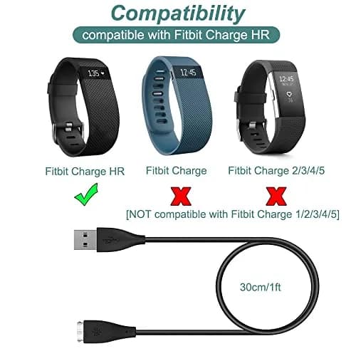 Kissmart Replacement Charging Cable for Fitbit Charge HR Fitness Tracker | 30cm (1ft) USB Cable thumbnail 2