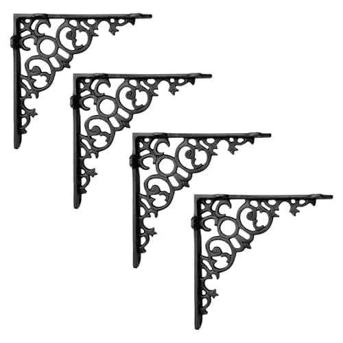 NACH Decorative Shelf Brackets 6 x 1.3 x 6 inch | Heavy Duty Cast Iron Victorian Shelf Support thumbnail 1