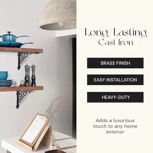 NACH Decorative Shelf Brackets 6 x 1.3 x 6 inch | Heavy Duty Cast Iron Victorian Shelf Support thumbnail 5