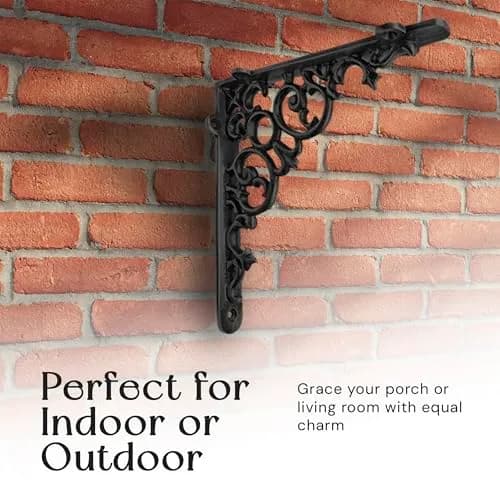 NACH Decorative Shelf Brackets 6 x 1.3 x 6 inch | Heavy Duty Cast Iron Victorian Shelf Support thumbnail 2