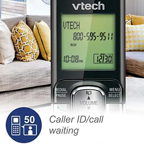 VTech CS6529 1-Handset Cordless Phone with Answering Machine | DECT 6.0, Caller ID, Silver/Black thumbnail 4
