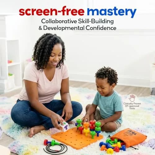 Skoolzy Peg Board Set Montessori Toys for 2 Year Old 33 Pc Peg Board with 30 Pegs & Storage Bag | ASTM-Tested Educational Toy thumbnail 7