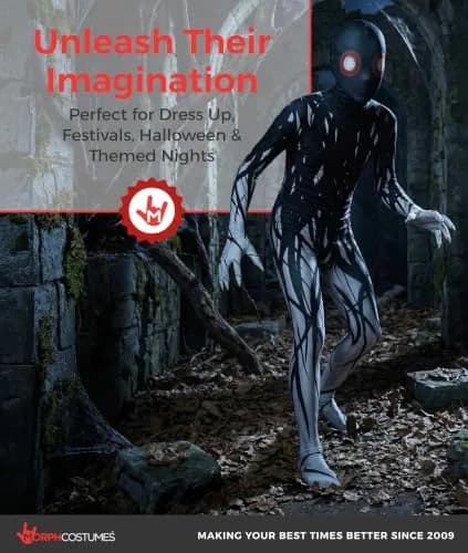 Morphsuits Zalgo Kids Halloween Costume - Medium (10-12 Years) | Full Body Spandex Suit with Hood thumbnail 6