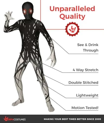 Morphsuits Zalgo Kids Halloween Costume - Medium (10-12 Years) | Full Body Spandex Suit with Hood thumbnail 2