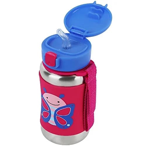 Skip Hop Zoo Stainless Steel Straw Bottle Butterfly 350ml (12oz) | Spill-Proof Toddler Cup thumbnail 5