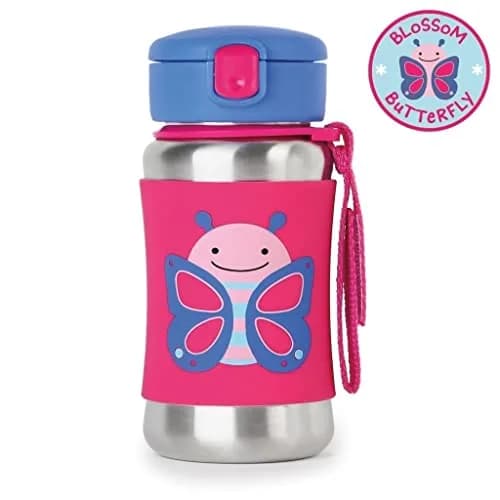 Skip Hop Zoo Stainless Steel Straw Bottle Butterfly 350ml (12oz) | Spill-Proof Toddler Cup thumbnail 2