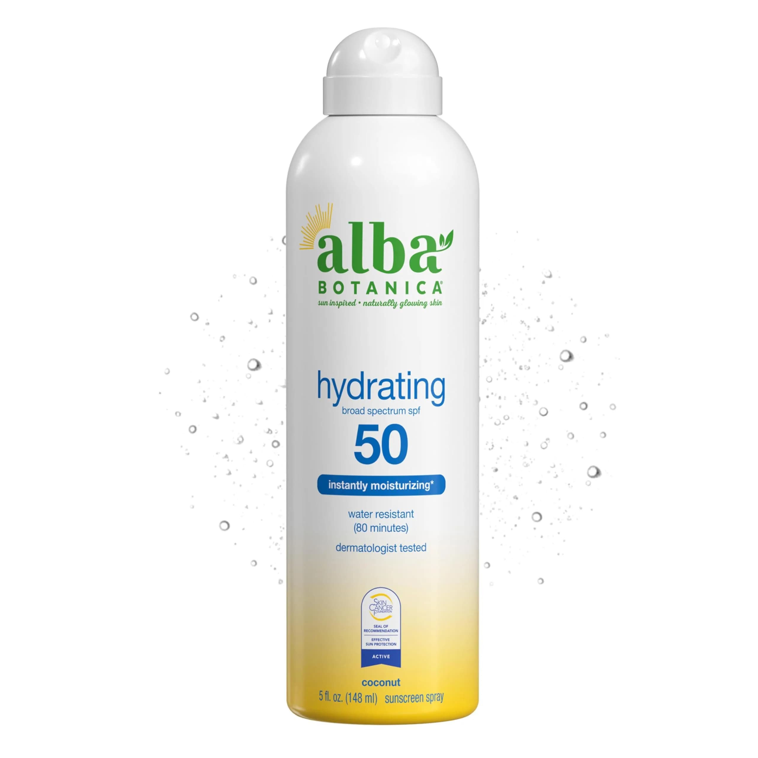Alba Botanica Hydrating Sunscreen Spray SPF 50 Broad Spectrum Protection 156g (5.5 Fl Oz) | Instantly Moisturizing Water Resistant - main product image