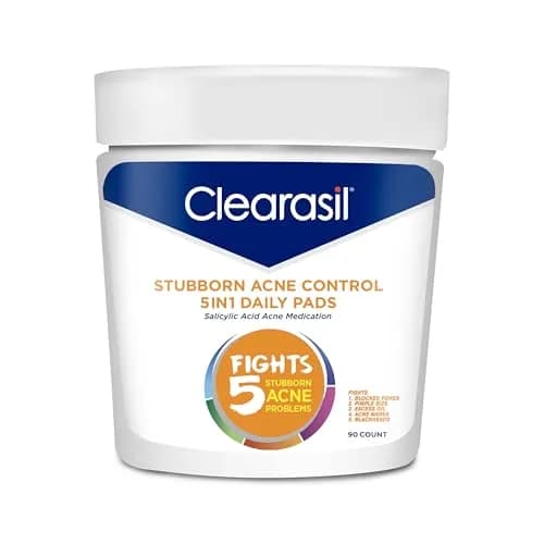 Clearasil Stubborn Acne Control 5in1 Daily Facial Cleansing Pads with Salicylic Acid 90 Count thumbnail 1