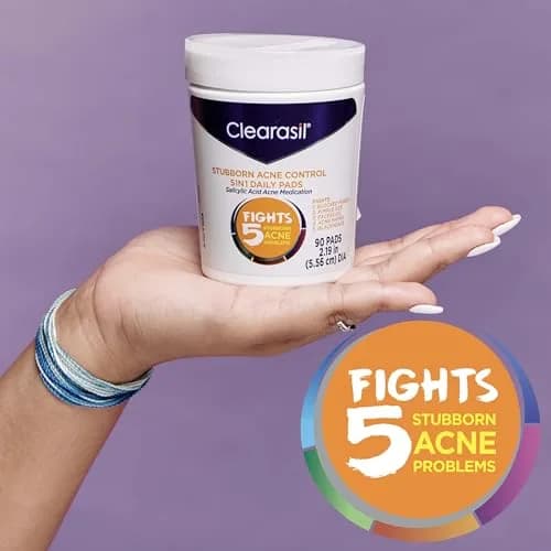 Clearasil Stubborn Acne Control 5in1 Daily Facial Cleansing Pads with Salicylic Acid 90 Count thumbnail 7