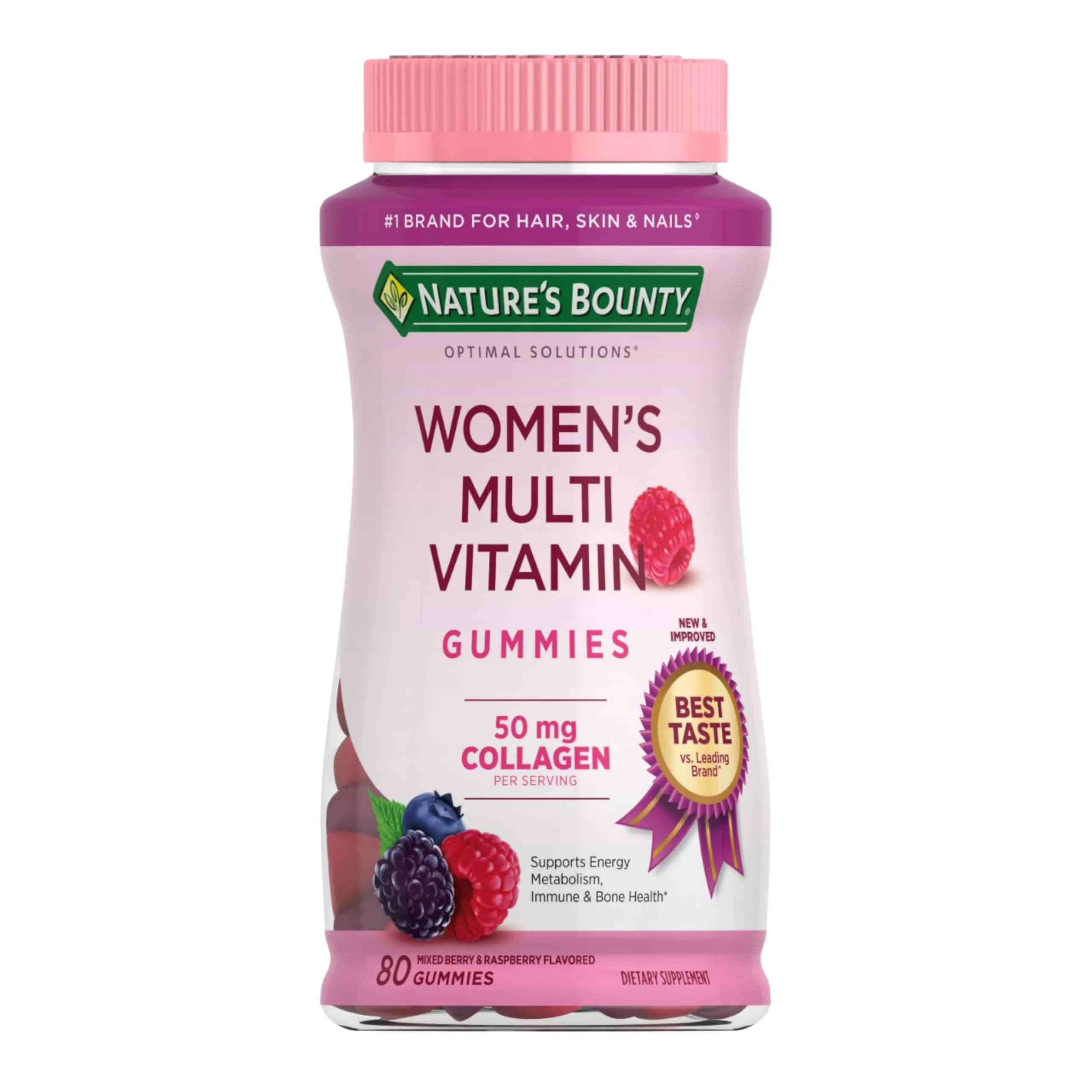 Nature's Bounty Optimal Solutions Women's Multivitamin, Raspberry, 80 Count | Supports Energy, Immunity & Bone Health - main product image