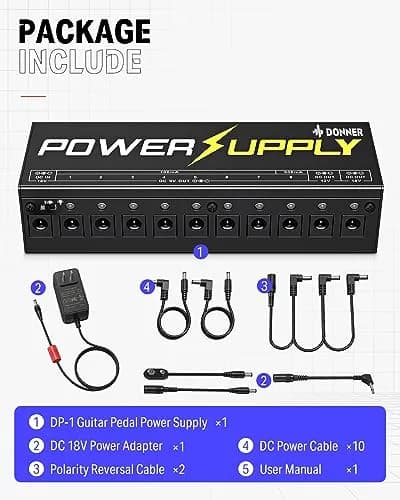 Donner DP-1 Guitar Power Supply 10 Isolated DC Outputs for 9V/12V/18V Effect Pedals | Powers 10 Pedals with Short-Circuit Protection thumbnail 7