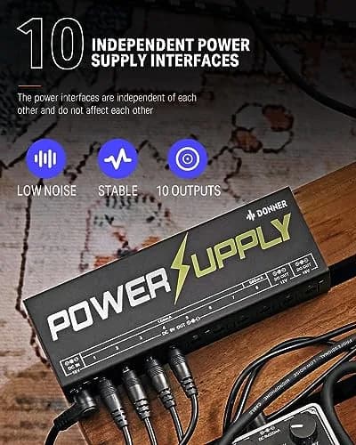 Donner DP-1 Guitar Power Supply 10 Isolated DC Outputs for 9V/12V/18V Effect Pedals | Powers 10 Pedals with Short-Circuit Protection thumbnail 2