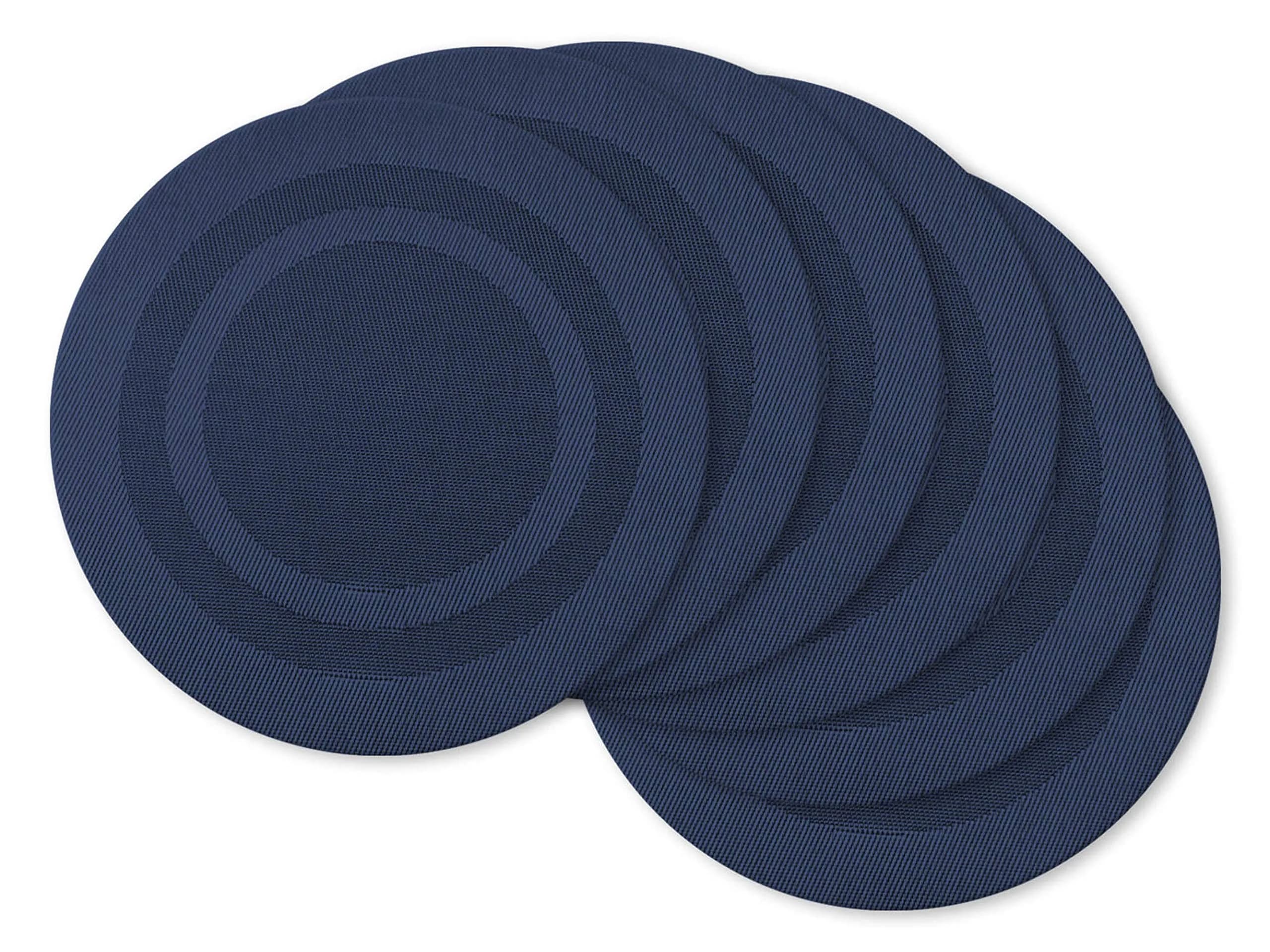 DII Nautical Blue Vinyl Round Placemat Set 34.9 cm (13.75") Diameter, 6 Piece | Easy-Clean & Durable for Everyday Dining - main product image