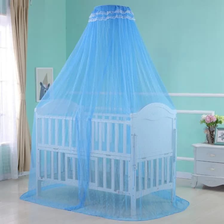 Cdycam Baby Infant Toddler Bed Dome Mosquito Net | Breathable Cotton Mesh for Safe Sleep (35*220*550CM, Blue) thumbnail 3