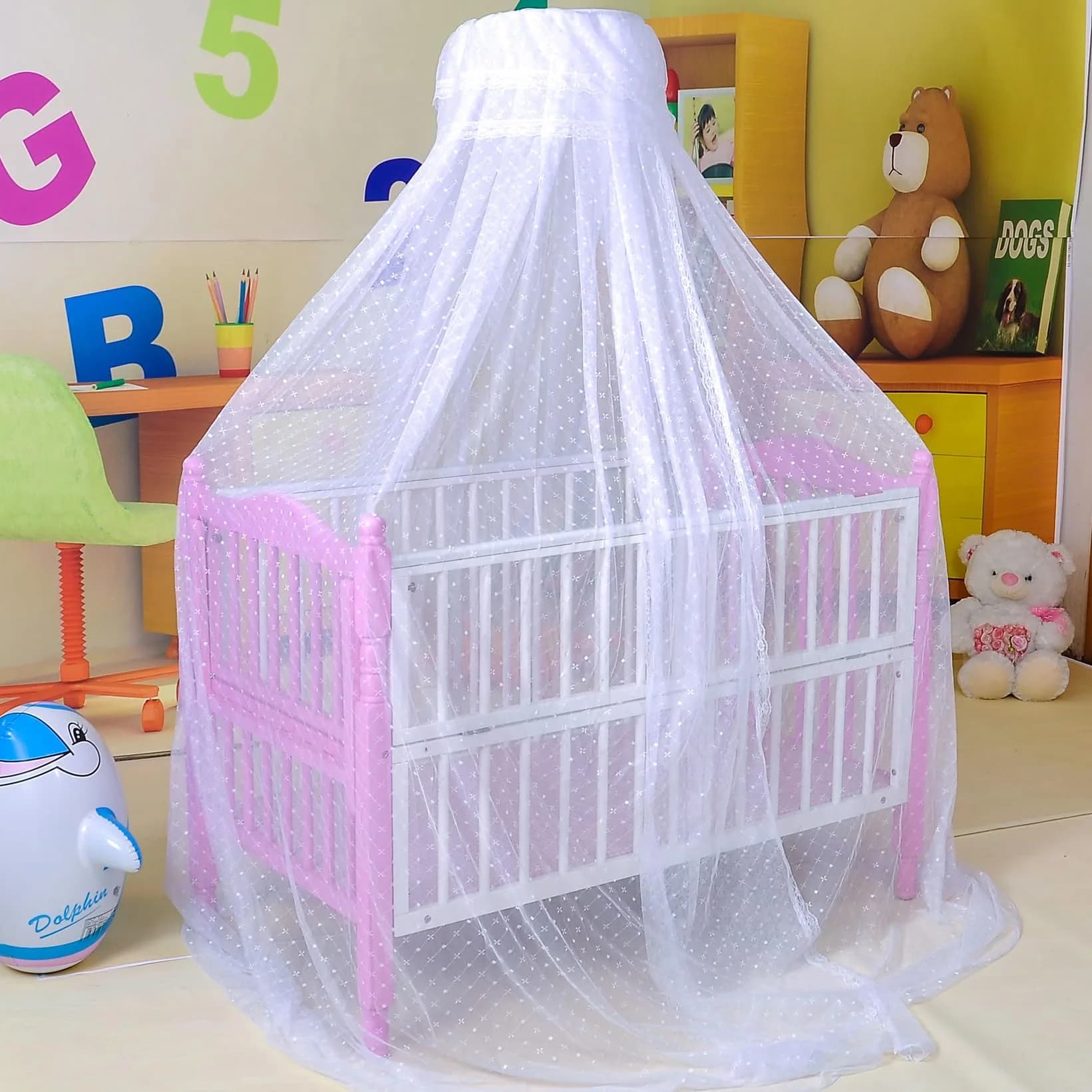Cdycam Baby Infant Toddler Bed Dome Mosquito Netting 35*220*550CM | Breathable Cotton Mesh for Baby Safety