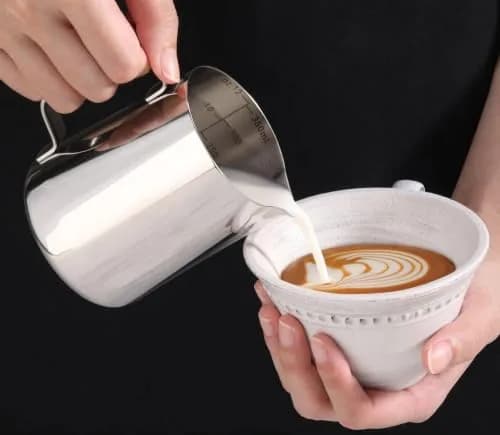 New Star Foodservice Stainless Steel Frothing Pitcher, 12 oz | Durable, Professional-Grade Milk Steaming Tool thumbnail 3