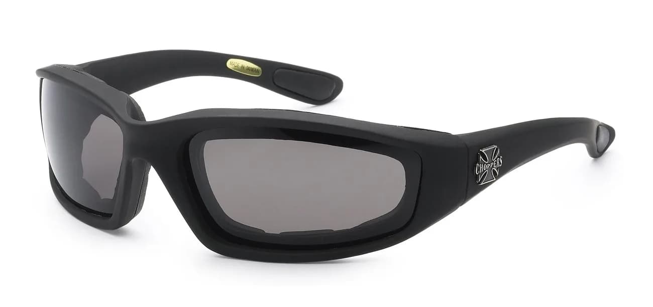 MODA Choppers Gangster Padded Motorcycle Goggles 5.9in L x 2in W Clear | Lightweight & Adjustable Safety Glasses — Smoke Lens