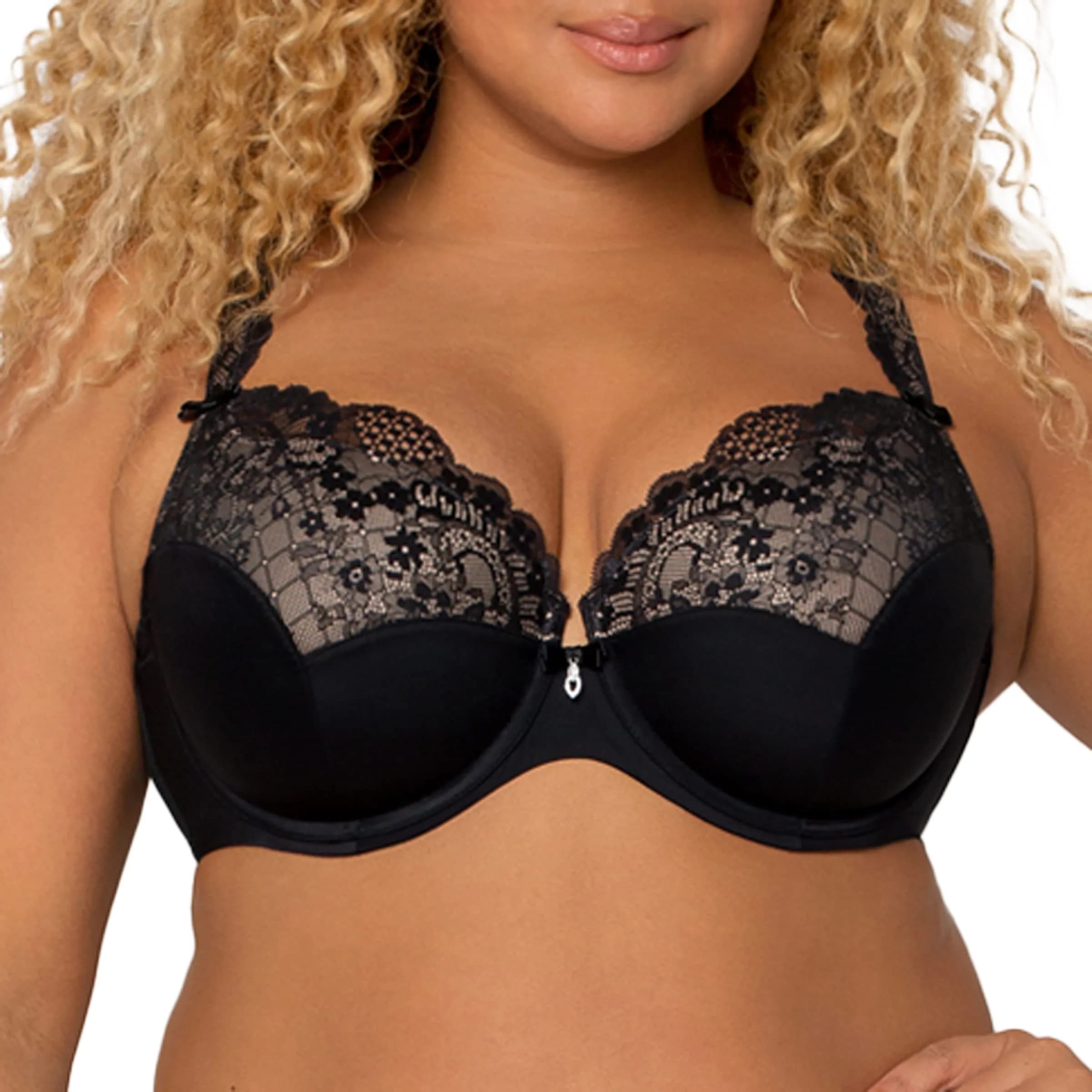 Curvy Couture Tulip Sexy Lace Plus Size Push Up Bra 34G | Supportive & Elegant — Black / 38DD
