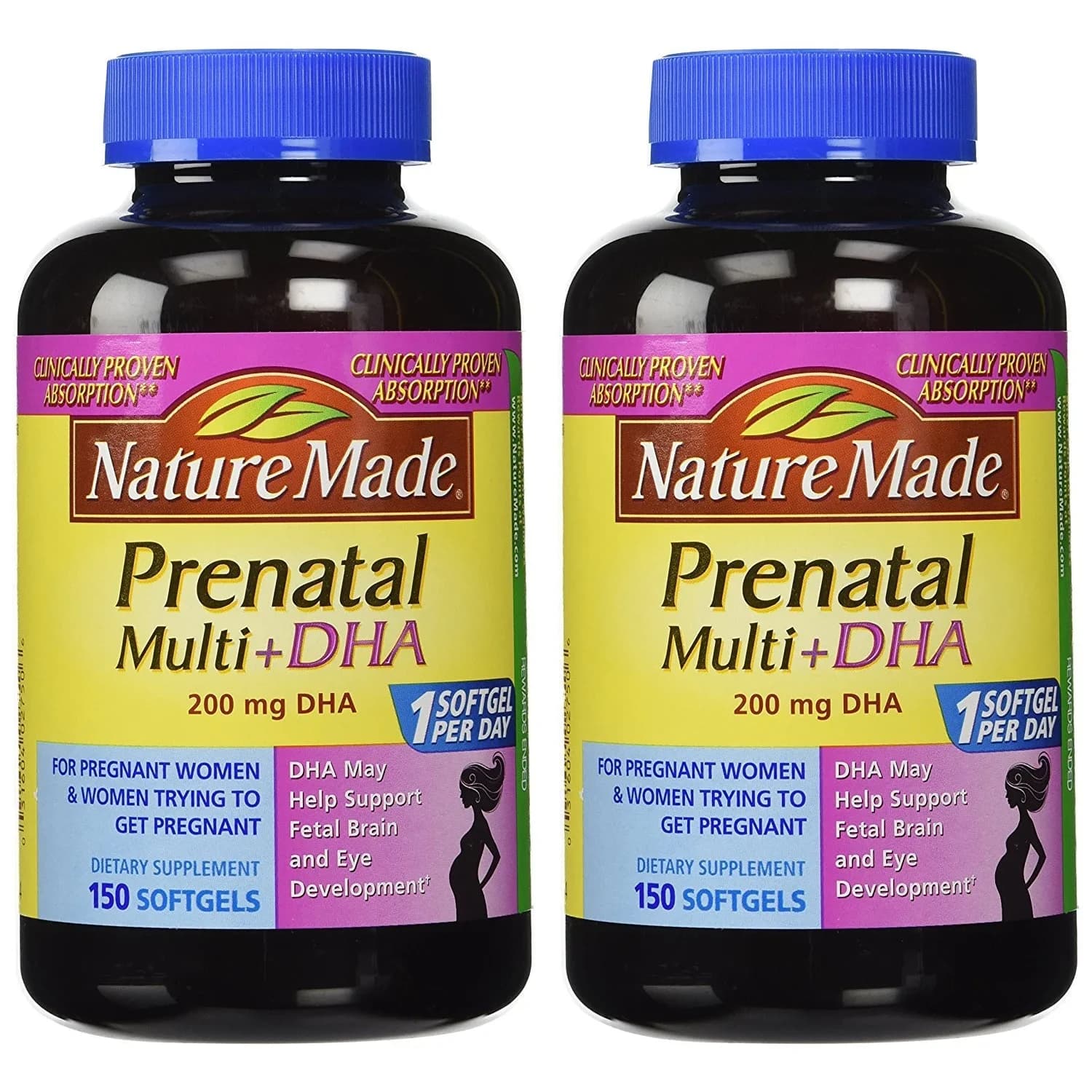 Nature Made Prenatal Multi + DHA 200mg 300 Softgels (150 Count Pack of 2) | Essential Vitamins for Pregnancy - main product image
