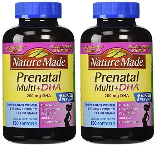 Nature Made Prenatal Multi + DHA 200mg 300 Softgels (150 Count Pack of 2) | Essential Vitamins for Pregnancy thumbnail 1