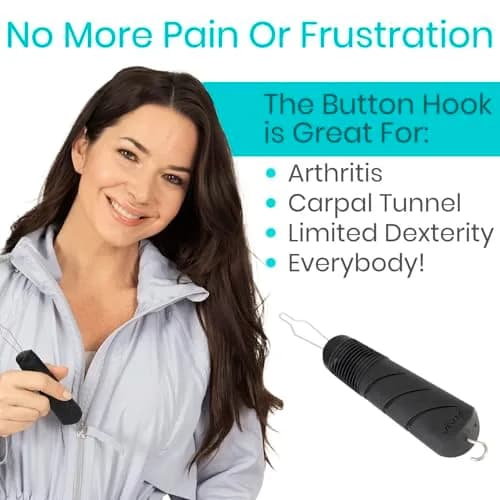 Vive Button Hook with Zipper Pull | Assist Tool for Arthritis & Limited Dexterity thumbnail 3