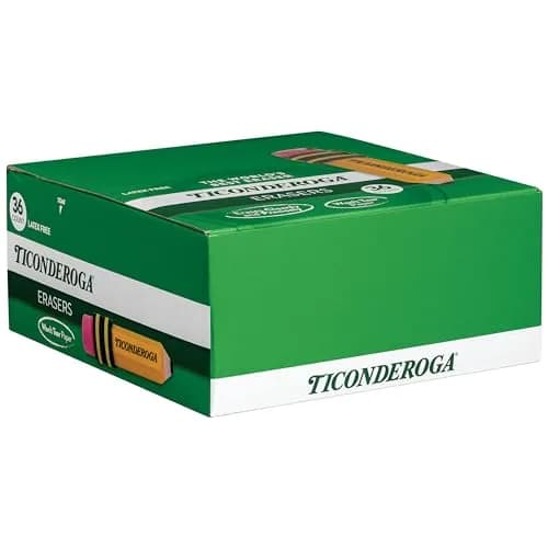 Ticonderoga Pencil Shaped Erasers Yellow 36-Pack | Smudge-Free Corrections thumbnail 5