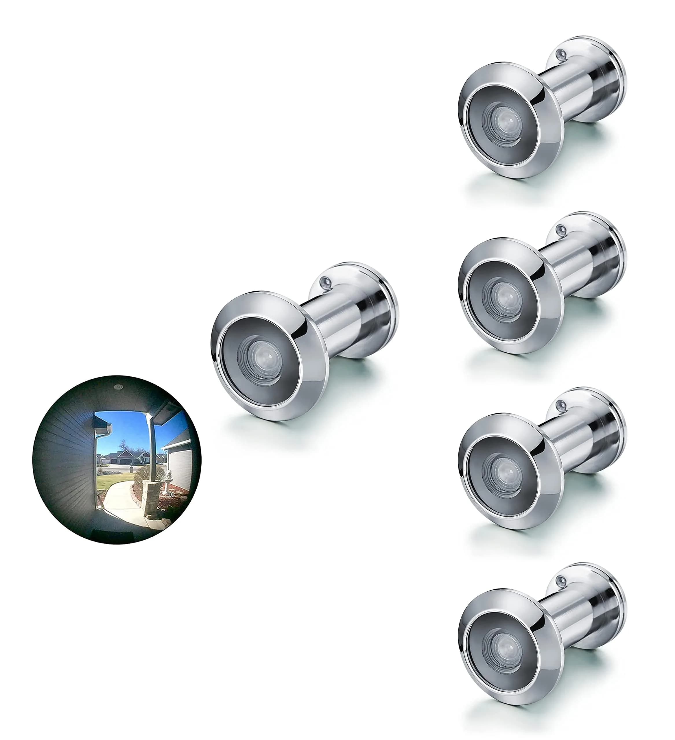 TOGU Solid Brass Door Viewer 220° Polished Chrome | Heavy Duty Privacy Cover - main product image