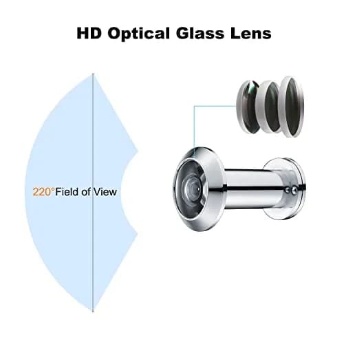 TOGU Solid Brass Door Viewer 220° Polished Chrome | Heavy Duty Privacy Cover thumbnail 5