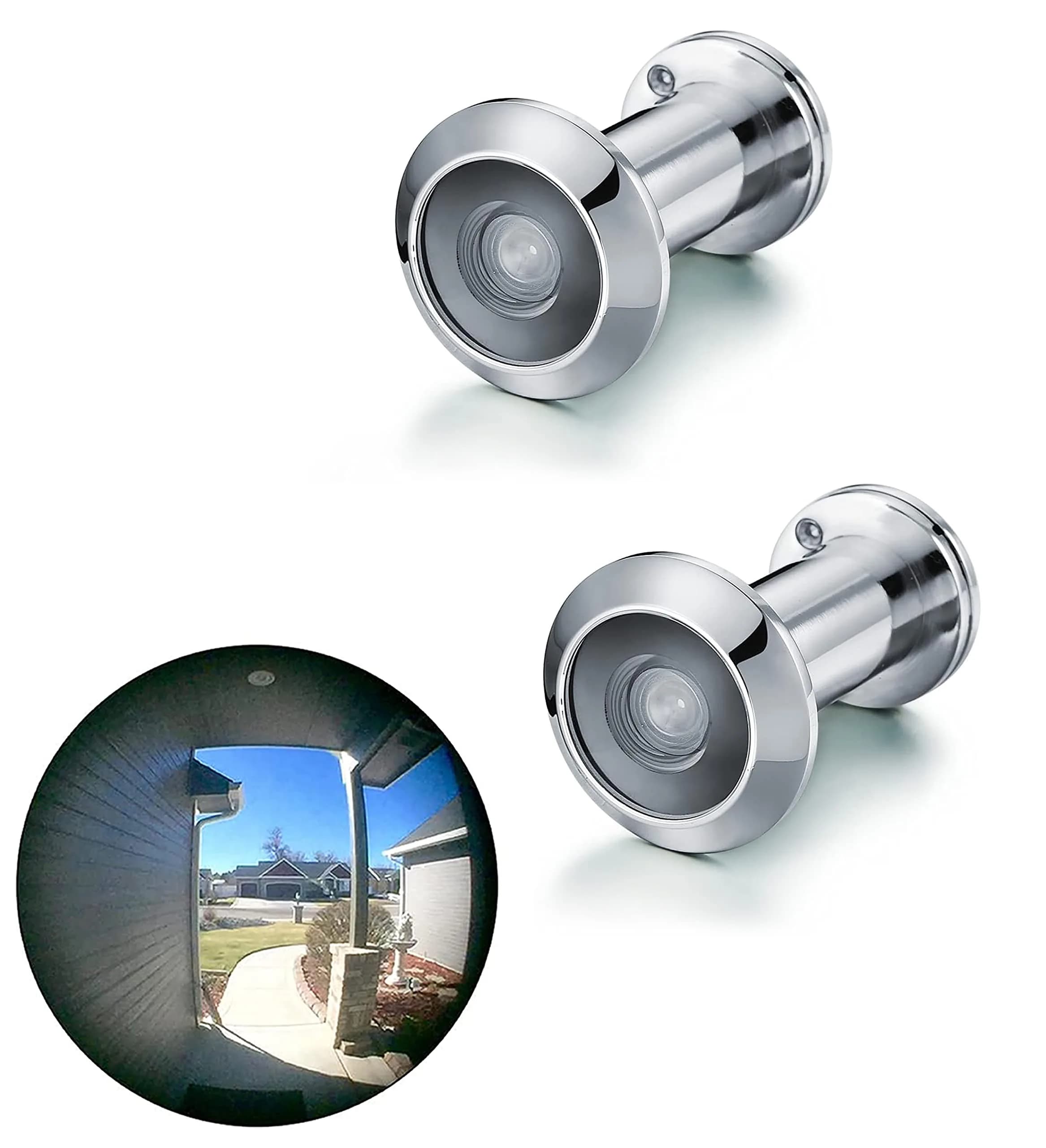 TOGU Door Viewer Peephole 220° Brass Polished Chrome | Heavy Duty Privacy Cover