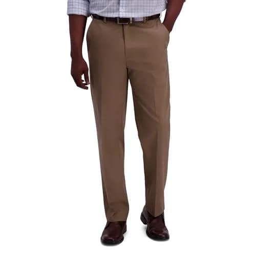 Haggar Premium No Iron Khaki Classic Fit Expandable Waist Flat Front Pants 36W x 34L | Versatile, Easy-Care Khakis for Men thumbnail 1