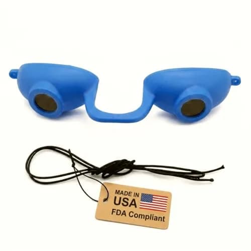 Super Sunnies Flexible UV Eye Tanning Bed Goggles w/Strap - Blue | UV Protection Glasses thumbnail 1