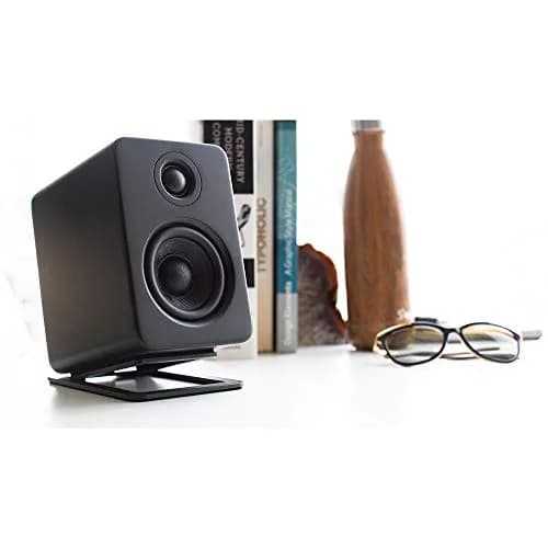 Kanto S2 Tilted Desktop Speaker Stands for Small Speakers & Compact 2”-3” Studio Monitors | Supports 6 lbs | Damping Foam Padding | Black, Pair thumbnail 8