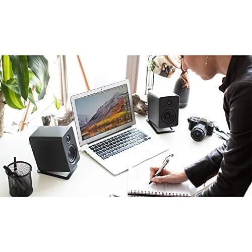 Kanto S2 Tilted Desktop Speaker Stands for Small Speakers & Compact 2”-3” Studio Monitors | Supports 6 lbs | Damping Foam Padding | Black, Pair thumbnail 9