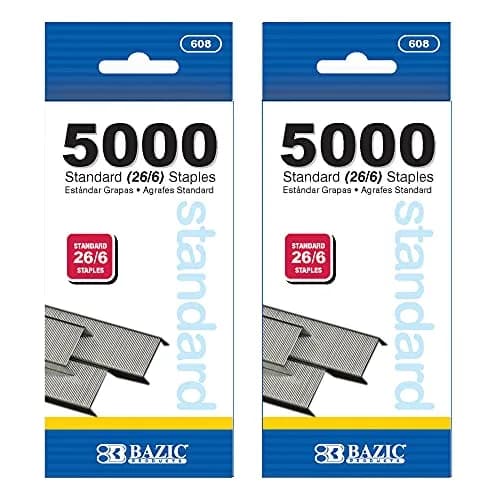 BAZIC PRODUCTS Standard Staples 26/6 Silver 5000 Ct (2-Pack) | Reliable Fastening for Office & Home thumbnail 1