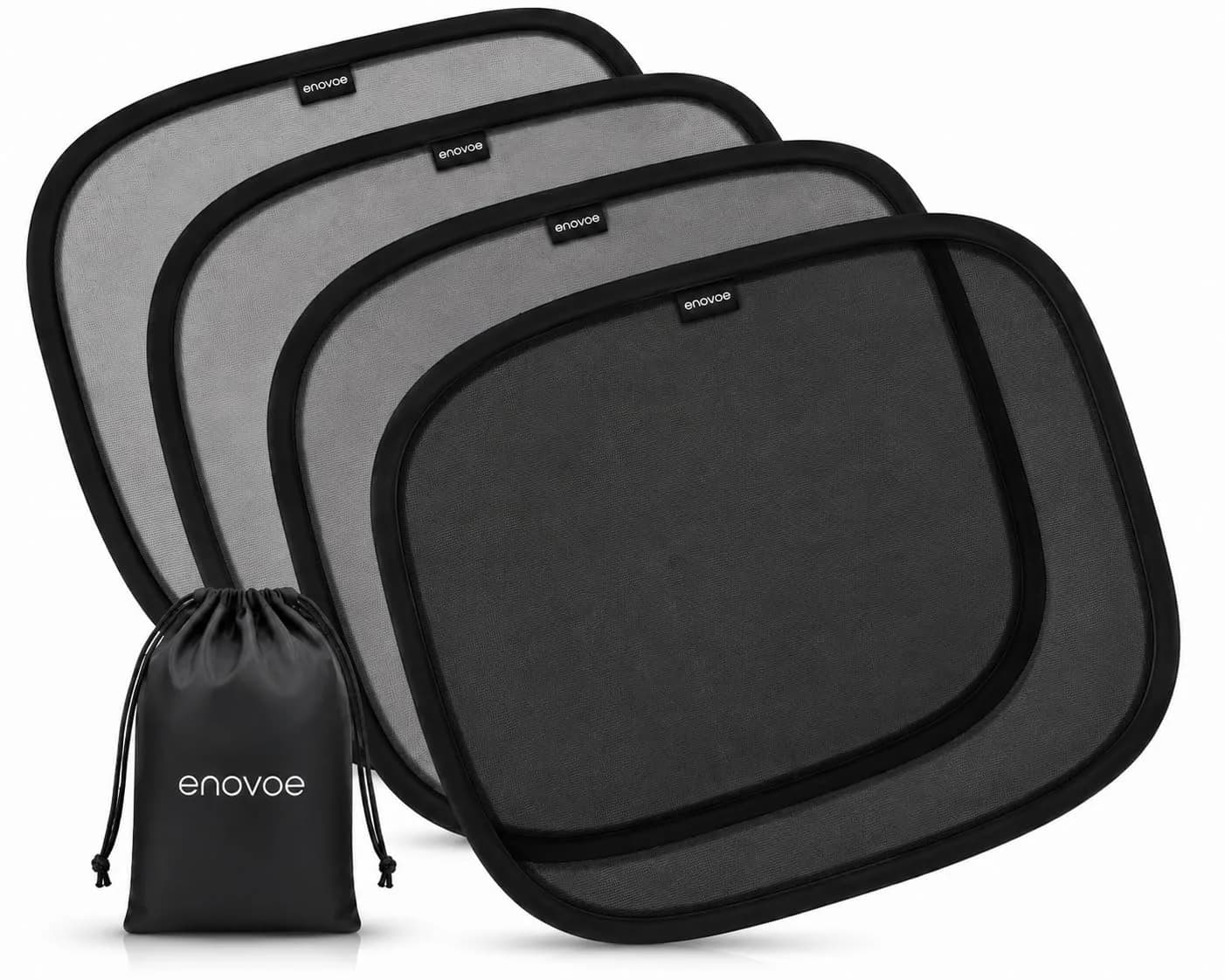 Enovoe Car Window Shades for Baby (4 Pack) 35.5cm x 21in | Static Cling Sun Blocker for SUV & Cars — 21" x 14"
