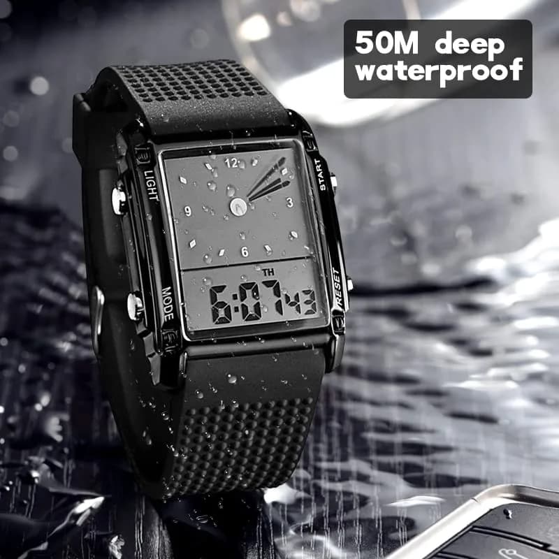 FANMIS Men's Analog Digital Sports Watch 50M LED Backlight Watch 38mm (1.5in) | Dual Time Alarm Calendar Multifunctional Stopwatch thumbnail 7