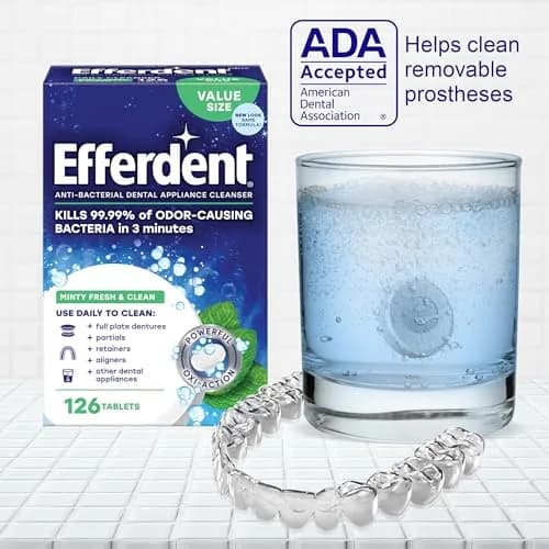 Efferdent Minty Fresh & Clean Denture Cleaner Tablets 126 Count | Kills 99.99% Odor-Causing Bacteria thumbnail 4