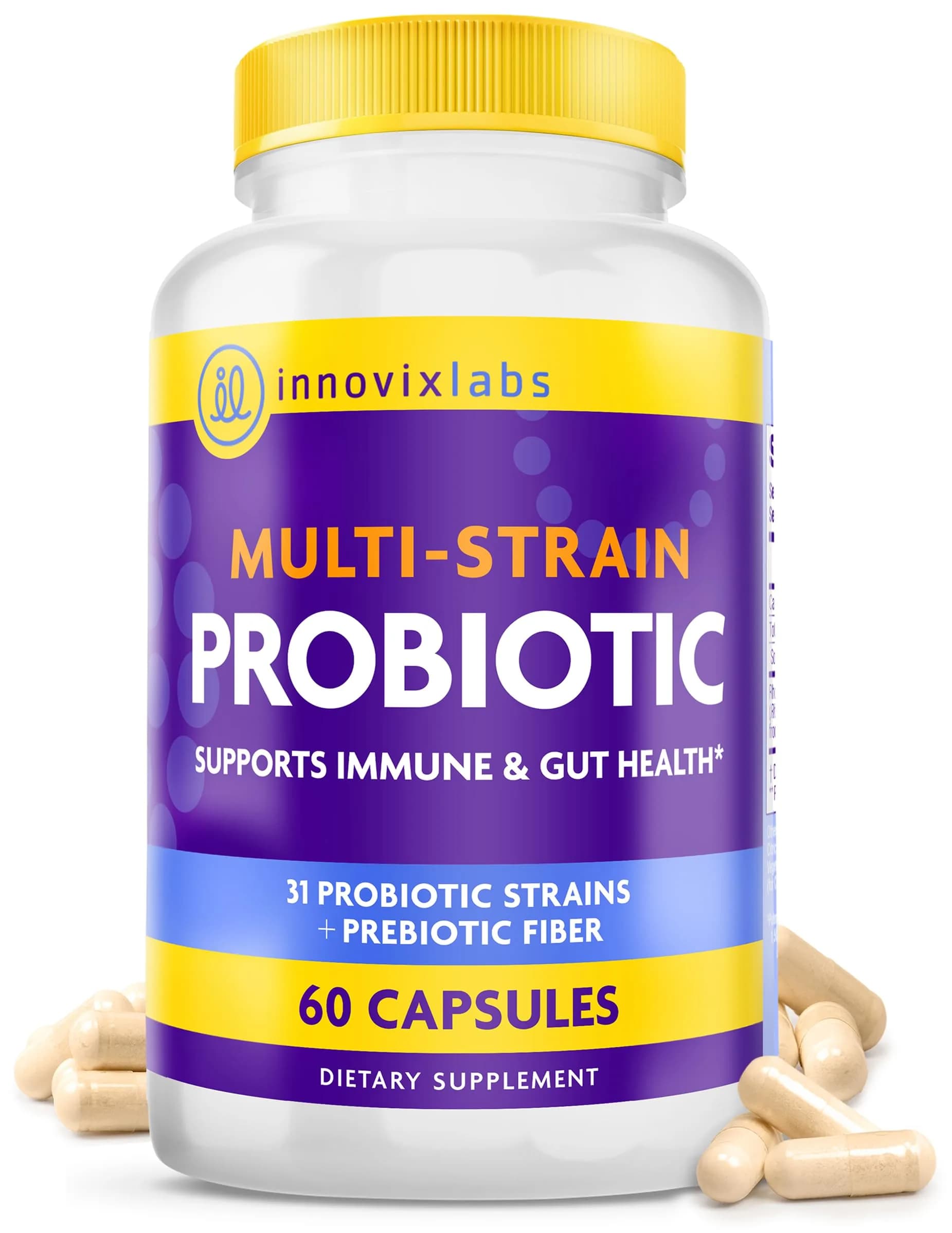 InnovixLabs Multi Strain Probiotics 50 Billion CFU | 31 Probiotic Strains + Prebiotic Fiber — Red