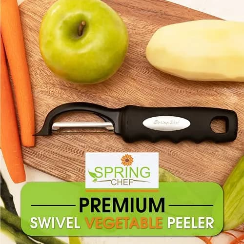 Spring Chef Swivel Vegetable Peeler Black | Dual Stainless Steel Blades & Soft Grip Handle (19 cm / 7.5 inch) thumbnail 2