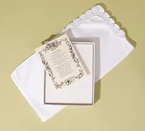 Wedding Collectibles Wedding Handkerchief Poetry Hankie (Mother to Daughter) White, Lace Embroidered | Keepsake Gift thumbnail 3