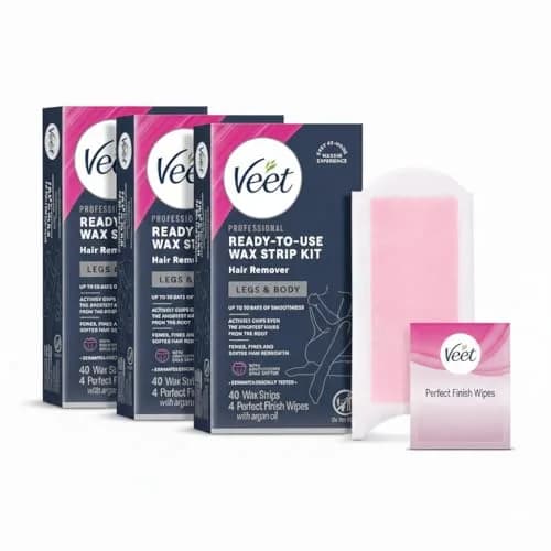 Veet Ready-To-Use Waxing Kit for Women, 44 Count (Pack of 3) | Effortless Hair Removal at Home thumbnail 1