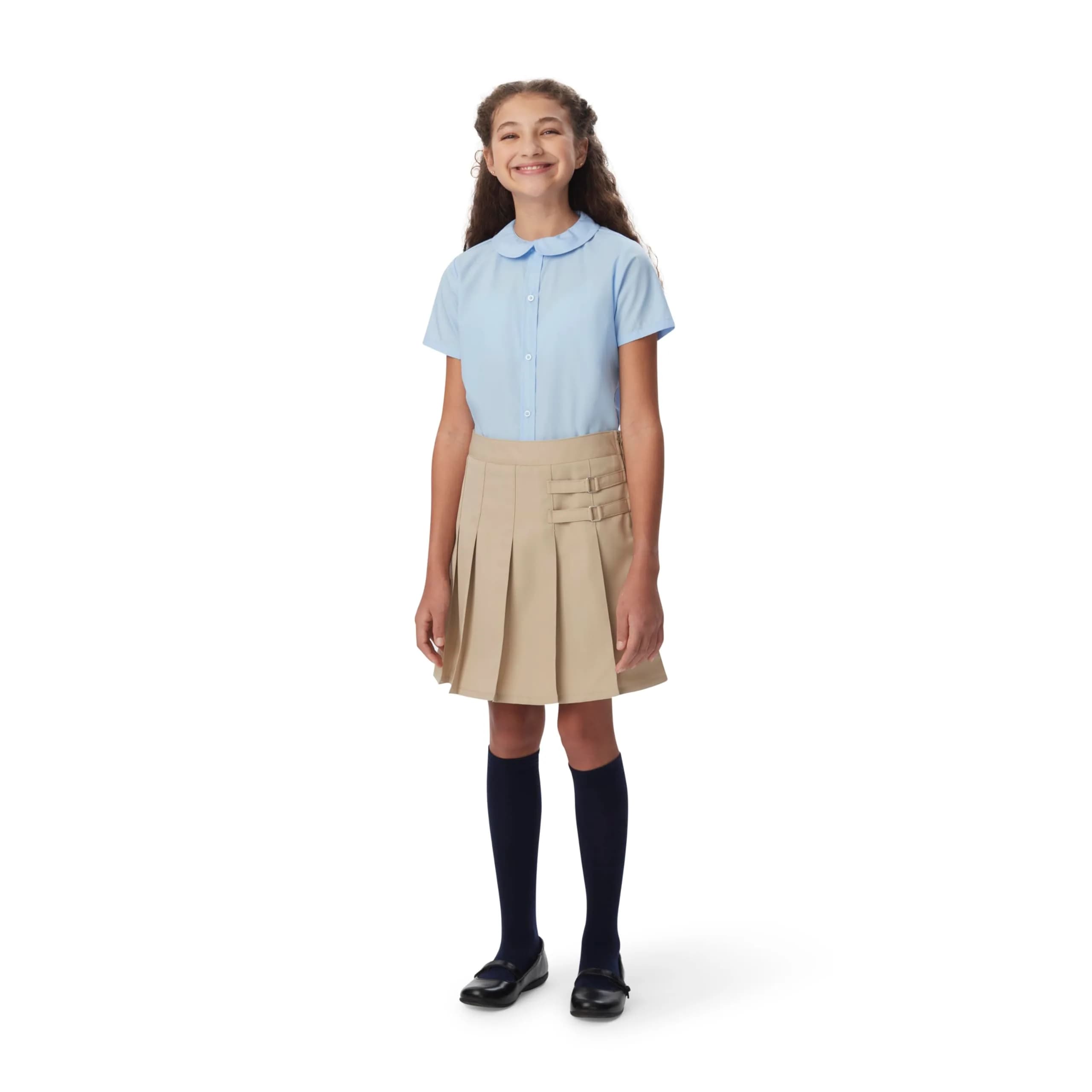 French Toast Girls' Adjustable Waist 2-Tab Scooter, Khaki, 10 | School & Casual Comfort — Khaki