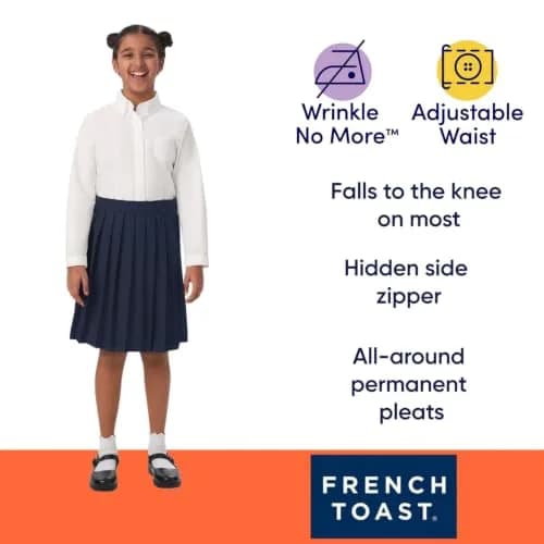 French Toast Girls' Adjustable Waist Mid Length Pleated Skirt, Navy, 12 | Classic Schoolwear for Girls thumbnail 4