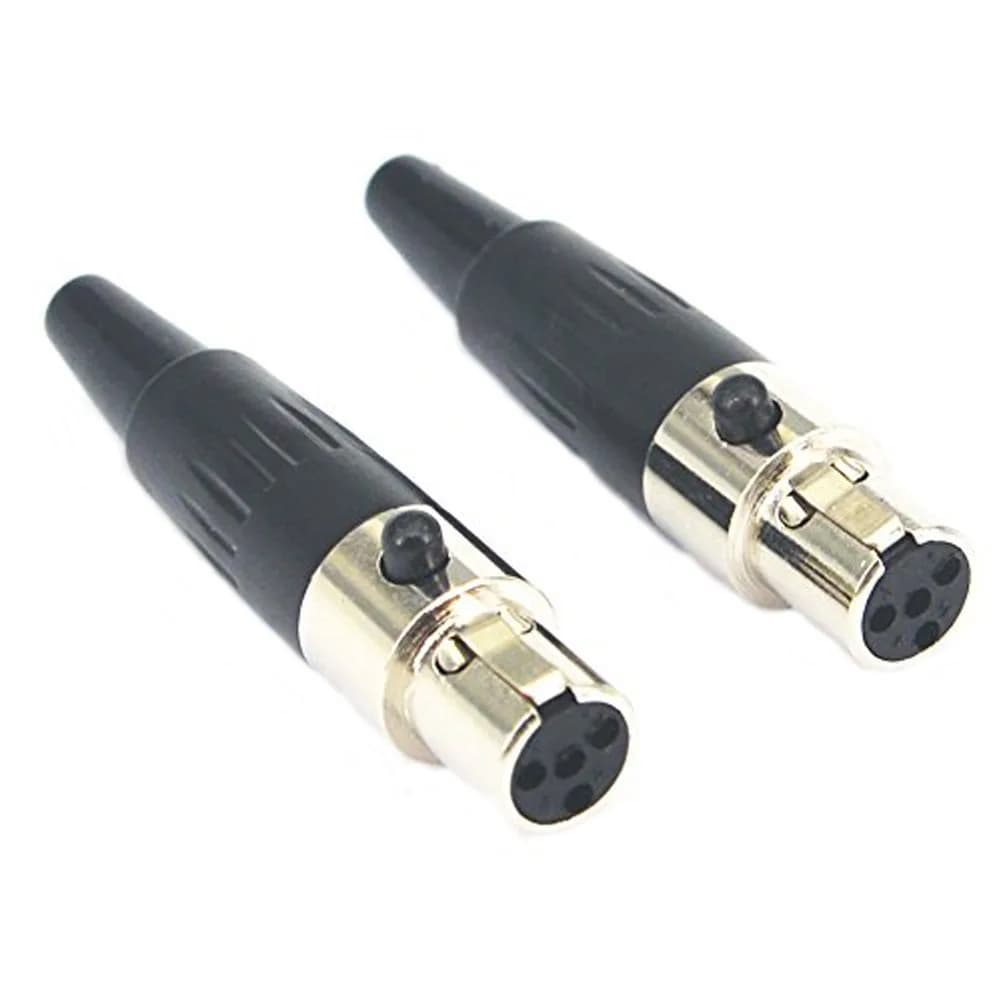 onelinkmore Mini XLR TA4F 4-Pin Female Inline Connector 2-Pack | Solder Type for Shure Wireless Bodypack Repair - main product image