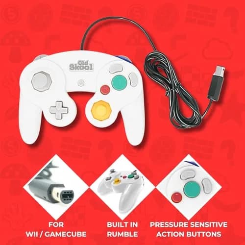 Old Skool Wired Controller for GameCube & Wii - White | 1.83m (6 ft) Cable thumbnail 3