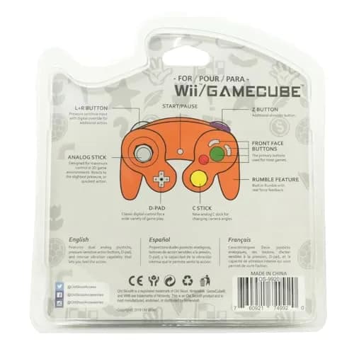 Old Skool Controller Compatible with Gamecube/Wii - Orange (Spice) | 6ft Cable, Rumble Vibration thumbnail 8