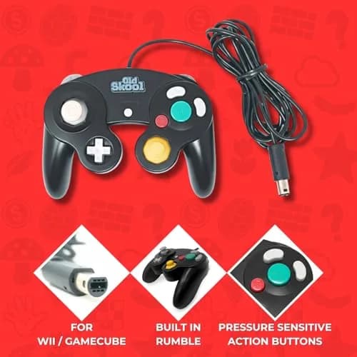 Old Skool GameCube/Wii Compatible Wired Controller - Black (18 Buttons, 1.83m Cable) thumbnail 3