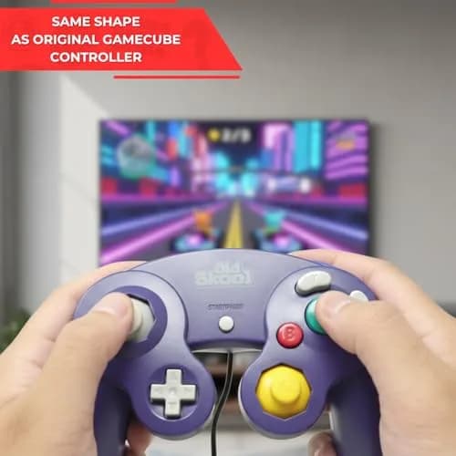 Old Skool Silver Wired Controller Compatible with GameCube/Wii | 1.8m Cable, Rumble Vibration thumbnail 4