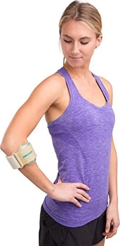Aircast Pneumatic Armband Tennis/Golfers Elbow Support Strap, Beige | Concentrates Compression on Extensor Muscle thumbnail 3
