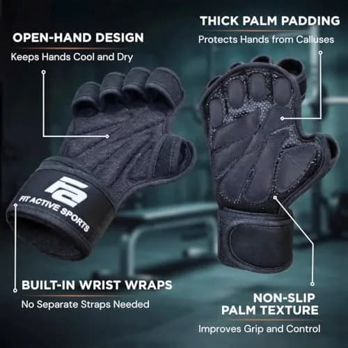 Fit Active Sports Gym Workout Gloves for Men Women Weight Lifting | Medium thumbnail 3